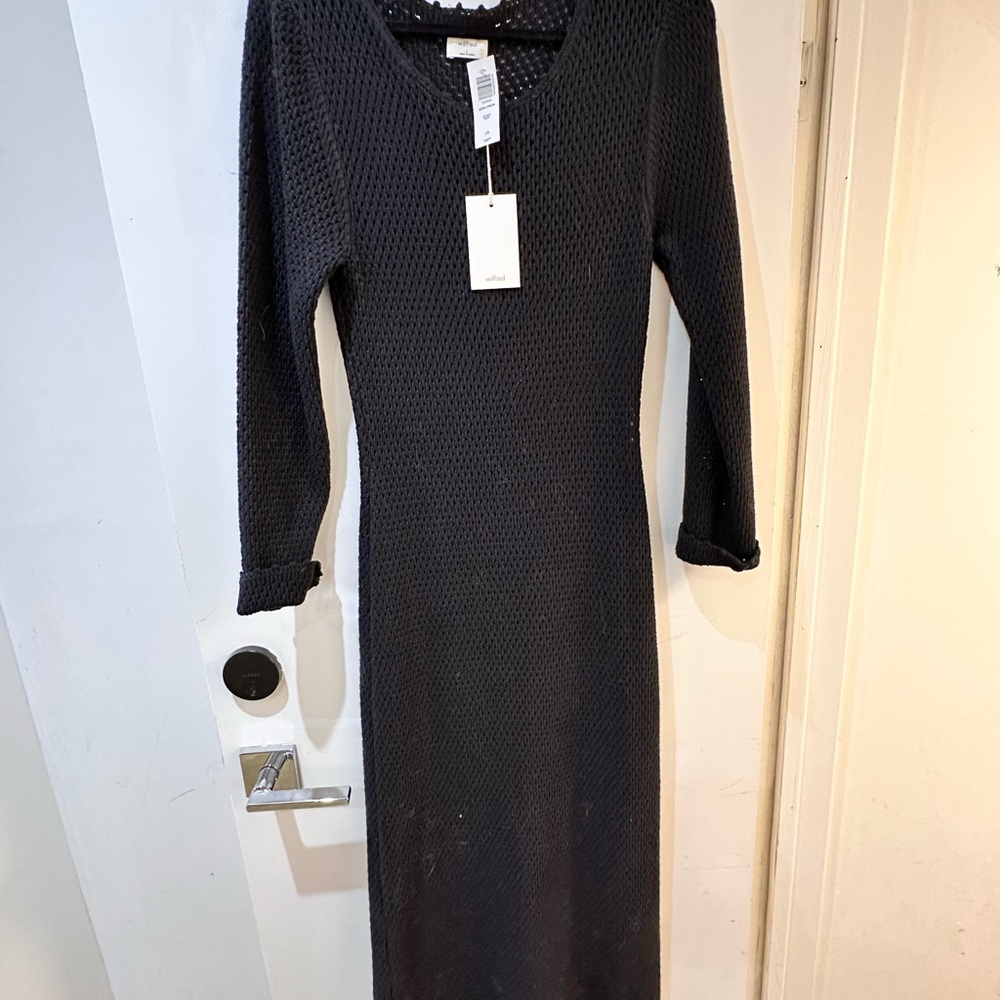 Aritzia Long Sleeve Black Knit Dress